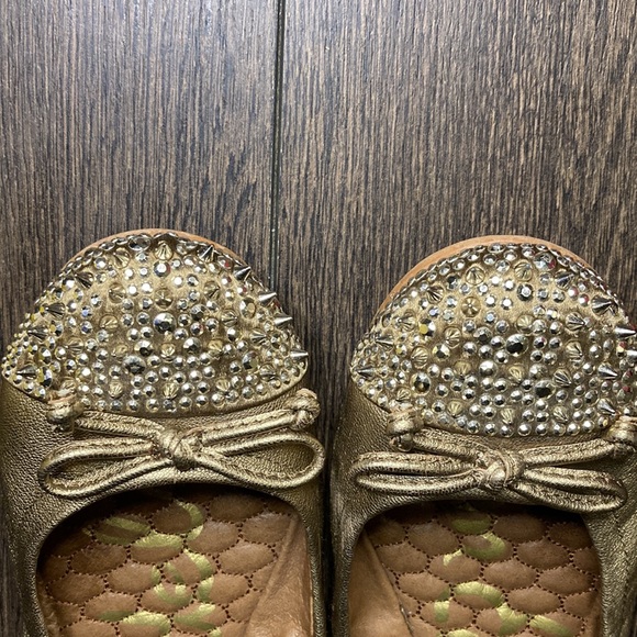 Sam Edelman Beatrix Gold Spiked Studded Ballet Flats With Bows Size 7½M - Picture 11 of 12